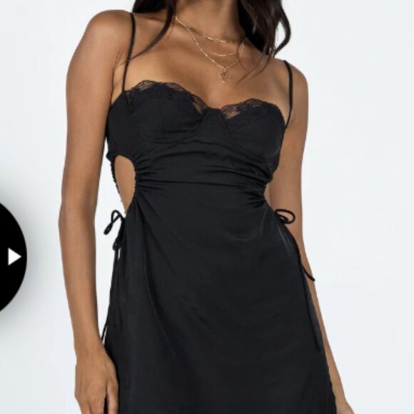 Princess Polly Hazel Cut Out Mini Black Dress - Picture 1 of 3